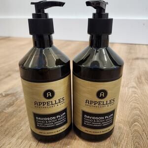 Lot of 2 Appelles Apothecary & Lab Davidson Plum Hand & Body Wash 16.9 Oz.